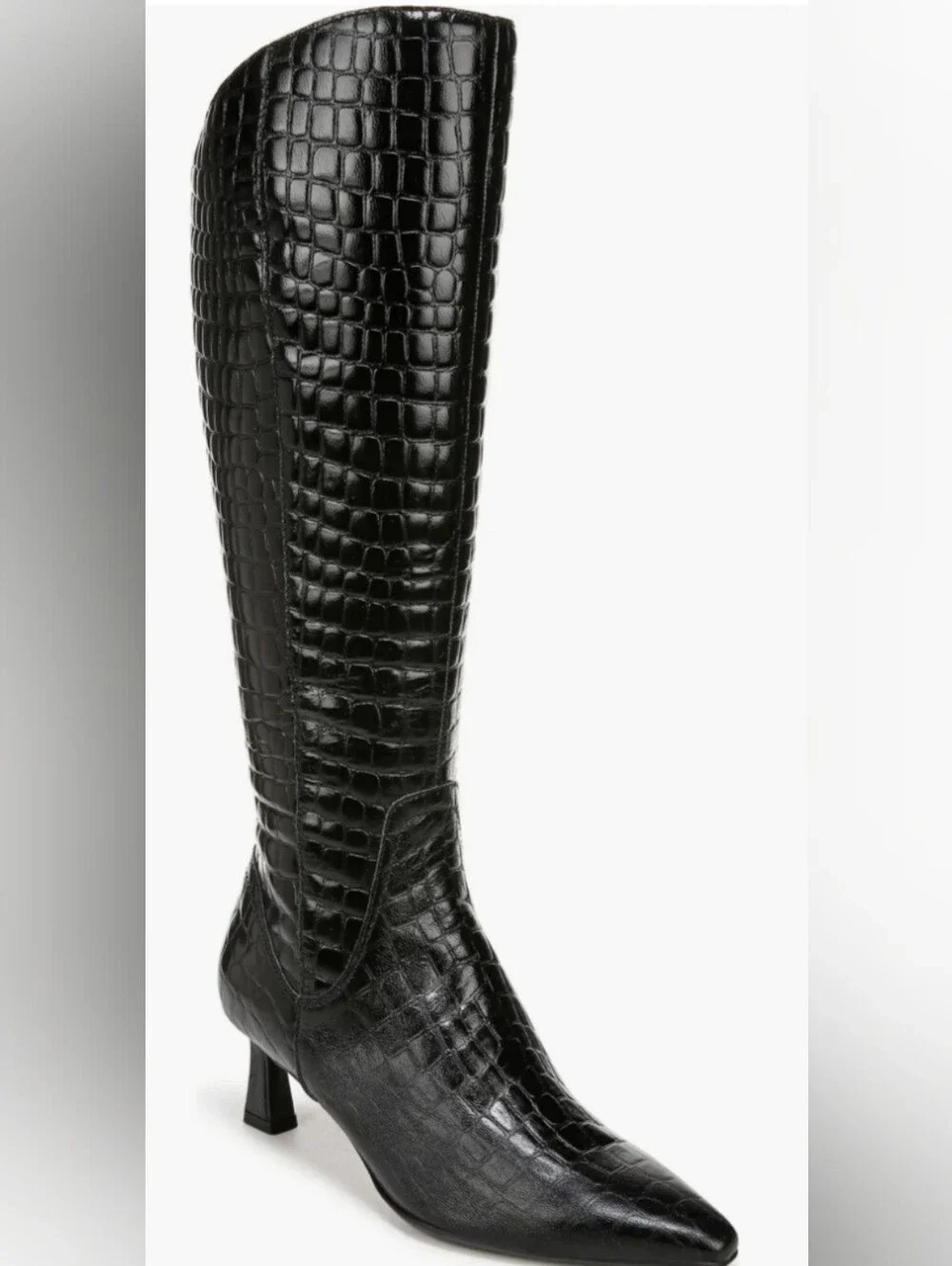Naturalizer Deesha Pointed Toe Knee High Croc-Embossed Knee Boots